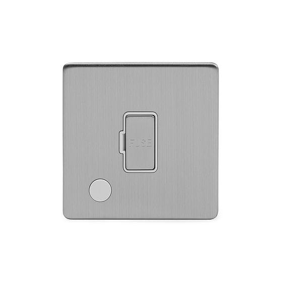 Soho Lighting Brushed Chrome 13A Unswitched Connection Unit Flex Outlet Wht Ins Screwless