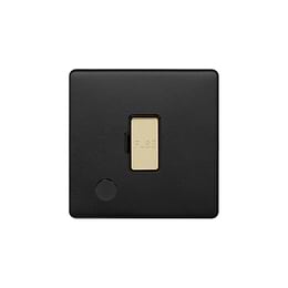 The Camden Collection Matt Black & Brushed Brass 13A Unswitched Flex Outlet Black Insert Screwless