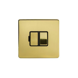 24k Brushed Brass metal plate 13A Switched Fuse Connection Unit with black insert