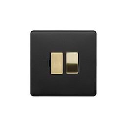 The Camden Collection Matt Black & Brushed Brass 13A Switched Fused Connection Unit (FCU) Black Insert Screwless