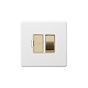 Soho Lighting Primed Paintable Switched Fused Connection Unit (FCU) 13A Double Pole with Brushed Brass Switch with White Insert