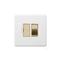 Soho Lighting Primed Paintable Switched Fused Spur (FCU) 13A Double Pole with Brushed Brass Switch with White Insert