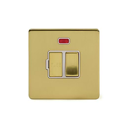 Soho Lighting Brushed Brass 13A Switched Fuse Connection Unit With Neon Wht Ins Screwless