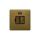 The Belgravia Collection Old Brass 13A Double Pole Switched Fused Connection Unit (FCU) With Neon