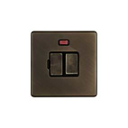The Westminster Collection Vintage Brass 13A Double Pole Switched Fused Connection Unit (FCU) With Neon