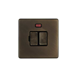 The Westminster Collection Vintage Brass 13A Double Pole Switched Fused Connection Unit (FCU) With Neon