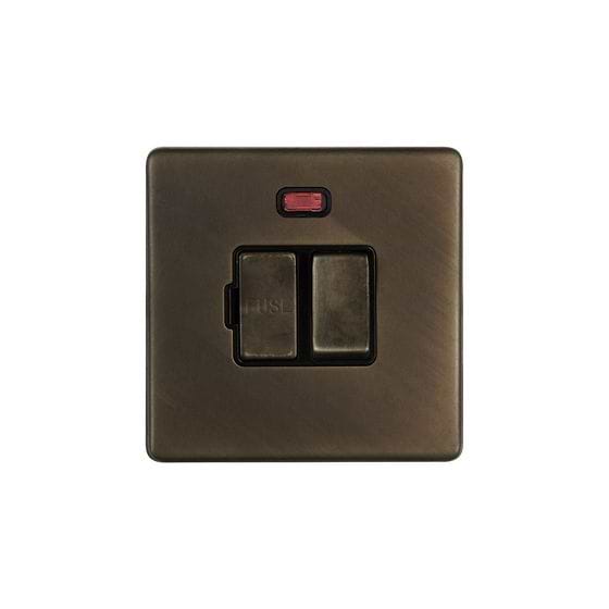 The Westminster Collection Vintage Brass 13A Double Pole Switched Fused Connection Unit (FCU) With Neon