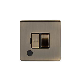 The Charterhouse Collection Antique Brass 13A Switched Fused Connection Unit (FCU) Flex Outlet Blk Ins Screwless