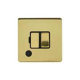 Soho Lighting Brushed Brass 13A Switched Fuse Connection Unit Flex Outlet Black Insert Screwless
