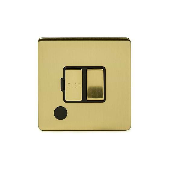 The Savoy Collection Brushed Brass 13A Switched Fused Connection Unit (FCU) Flex Outlet Black Insert Screwless
