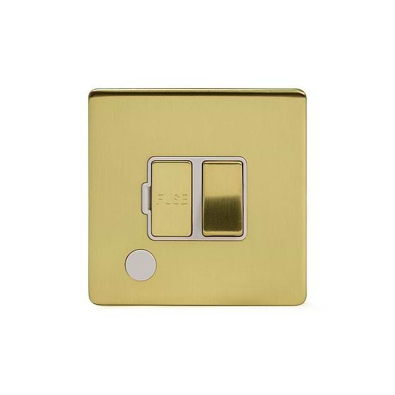 The Savoy Collection Brushed Brass 13A Switched Fused Connection Unit (FCU) Flex Outlet Wht Ins Screwless