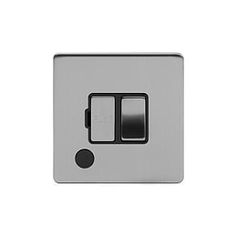 Soho Lighting Brushed Chrome 13A Switched Fuse Connection Unit Flex Outlet Blk Ins Screwless