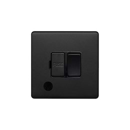 The Camden Collection Matt Black 13A Switched Fuse Flex Outlet Black Insert Screwless