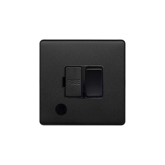 The Camden Collection Matt Black 13A Switched Fuse Flex Outlet Black Insert Screwless