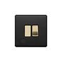 The Camden Collection Matt Black & Brushed Brass 13A Switched Fuse Flex Outlet Black Insert Screwless