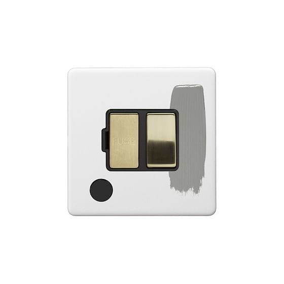 Soho Lighting Primed Paintable 13A Switched Fused Connection Unit (FCU) Flex Outlet with Brushed Brass Switch with Black Insert