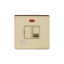 Soho Lighting Brushed Brass 13A Switched Fuse Connection Unit Flex Outlet With Neon Wht Ins Screwless