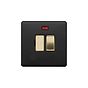 The Camden Collection Matt Black & Brushed Brass 13A Switched Fused Connection Unit (FCU) Flex Outlet With Neon Blk Ins Screwless