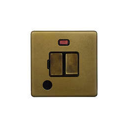 The Belgravia Collection Old Brass 13A Switched Fused Connection Unit (FCU) Flex Outlet With Neon