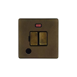 The Westminster Collection Vintage Brass 13A Switched Fused Connection Unit (FCU) Flex Outlet With Neon