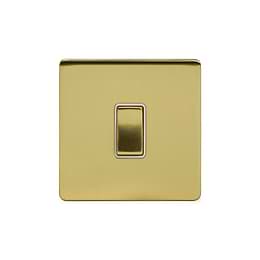 Soho Lighting Brushed Brass 20A 1 Gang Double Pole Switch Wht Ins Screwless