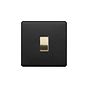 The Camden Collection Matt Black & Brushed Brass 20A 1 Gang DP Switch Black Insert Screwless