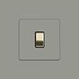 Soho Lighting Primed Paintable 1 Gang 20A Double Pole Switch with Brushed Brass Switch with Black Insert