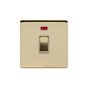 Soho Lighting Brushed Brass 20A 1 Gang Double Pole Switch With Neon Wht Ins Screwless