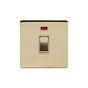 Soho Lighting Brushed Brass 20A 1 Gang Double Pole Switch With Neon Wht Ins Screwless