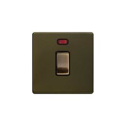 The Eton Collection Bronze 20A 1 Gang Double Pole Switch With Neon Screwless 