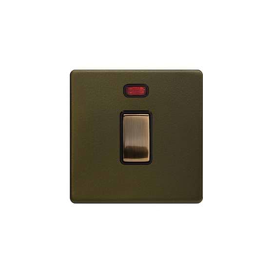 The Eton Collection Bronze 20A 1 Gang Double Pole Switch With Neon Screwless 