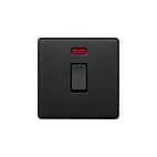 The Camden Collection Matt Black 20A 1 Gang Double Pole Switch With Neon Blk Ins Screwless
