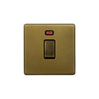 The Belgravia Collection Old Brass 20A 1 Gang Double Pole Switch With Neon 