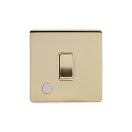 Soho Lighting Brushed Brass 20A 1 Gang Double Pole Switch Flex Outlet Wht Ins Screwless
