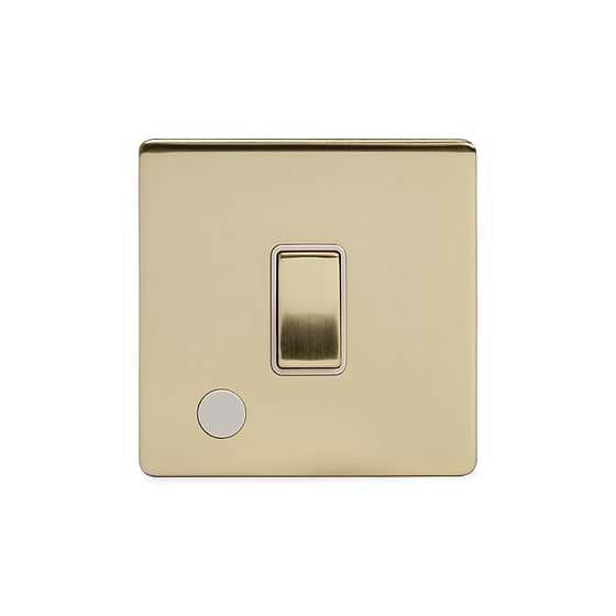 Soho Lighting Brushed Brass 20A 1 Gang Double Pole Switch Flex Outlet Wht Ins Screwless