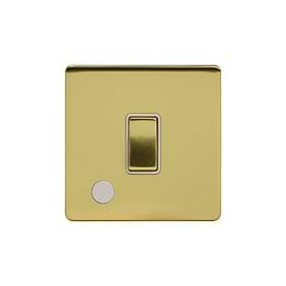 Soho Lighting Brushed Brass 20A 1 Gang Double Pole Switch Flex Outlet Wht Ins Screwless