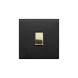 The Camden Collection Matt Black & Brushed Brass 20A 1 Gang DP Switch Flex Outlet Black Insert Screwless