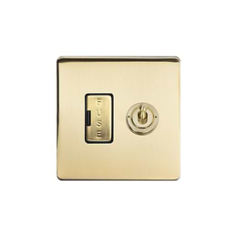 The Lombard Collection Brushed Brass 13A Toggle Switched Fused Connection Unit (FCU) Black Inserts