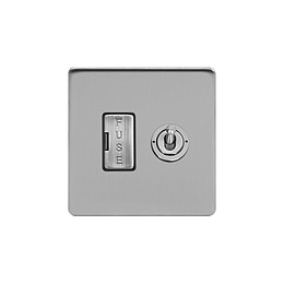 The Lombard Collection Brushed Chrome 13A Toggle Switched Fused Connection Unit (FCU) Black Inserts