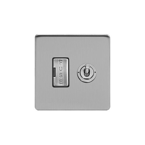 Soho Lighting Brushed Chrome Toggle Switched Fused Connection Unit (FCU) 13A Black Inserts