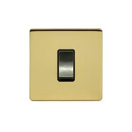 24k Brushed Brass 45A 1 Gang Double Pole Switch, Single Plate