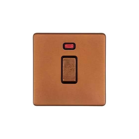 The Chiswick Collection Antique Copper 45A 1 Gang Double Pole Switch with Neon on Single Plate