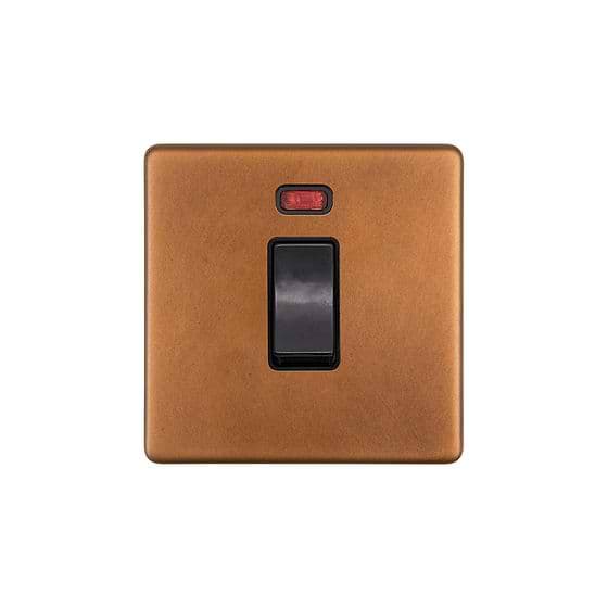 The Chiswick Collection Antique Copper 45A 1 Gang Double Pole Switch with Neon on Single Plate