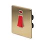 The Savoy Collection Brushed Brass 45A 1 Gang Double Pole Switch With Neon, Single Plate Wht Ins Screwless