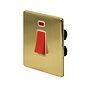 The Savoy Collection Brushed Brass 45A 1 Gang Double Pole Switch With Neon, Single Plate Wht Ins Screwless