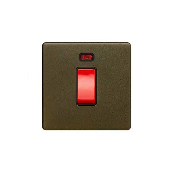 The Eton Collection Bronze 45A 1 Gang Double Pole Switch & Neon (Sml Plate) Screwless