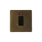 The Westminster Collection Vintage Brass 45A 1 Gang Double Pole Switch with Neon on Single Plate
