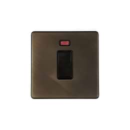 The Westminster Collection Vintage Brass 45A 1 Gang Double Pole Switch with Neon on Single Plate