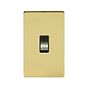 The Savoy Collection Brushed Brass 45A 1 Gang Double Pole Switch Large Plate Blk Ins Screwless