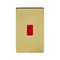 The Savoy Collection Brushed Brass 45A 1 Gang Double Pole Switch, Large Plate Screwless Wht Ins